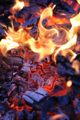 Fire flame and coal