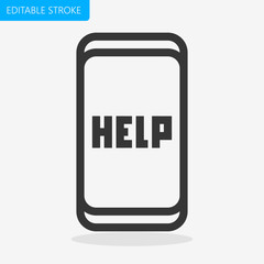 Help Mobile Phone Support Line Icon Editable Stroke Pixel Perfect Vector