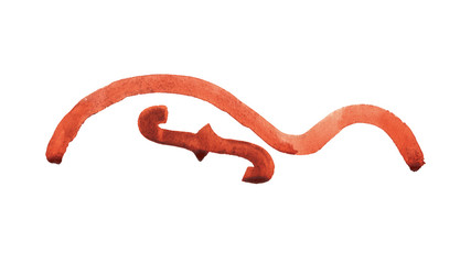 Acoustic guitar simple line watercolor illustration isolated with clipping path