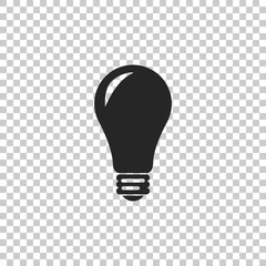 Light bulb icon isolated on transparent background. Energy and idea symbol. Lamp electric. Flat design. Vector Illustration