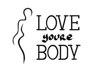 Figure of woman and logo on white background