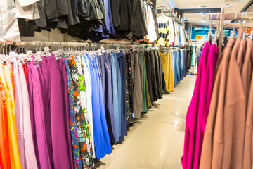 Women's clothing in the store. colorful women's clothing.