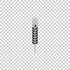 Cereals icon set with rice, wheat, corn, oats, rye, barley sign isolated on transparent background. Ears of wheat bread symbols. Agriculture wheat symbol. Flat design. Vector Illustration