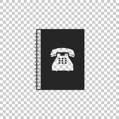 Phone book icon isolated on transparent background. Address book. Telephone directory. Flat design. Vector Illustration