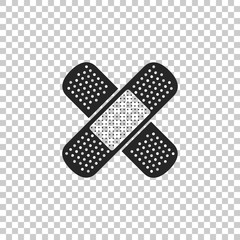Bandage plaster icon isolated on transparent background. Medical plaster, adhesive bandage, flexible fabric bandage. Flat design. Vector Illustration