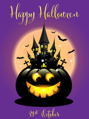 Halloween background with Happy Halloween text.