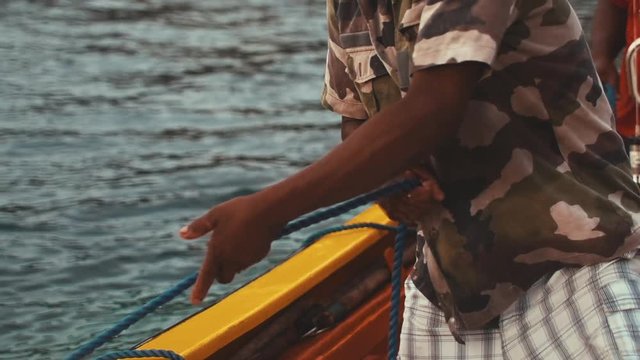 Fisherman pulling his line