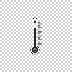 Thermometer with scale measuring heat and cold, with sun and snowflake icon isolated on transparent background. Flat design. Vector Illustration