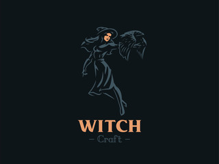 A witch holds a bat in her hand.