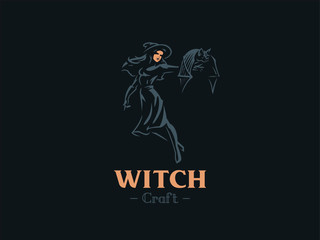 A witch holds a bat in her hand.