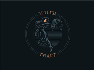 A witch holds a bat in her hand.