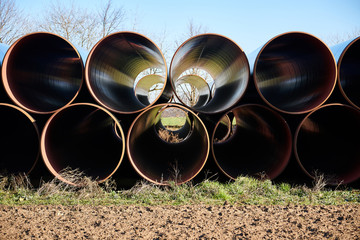 Construction site of the European natural gas pipeline EUGAL near Wrangelsburg (Germany) on...
