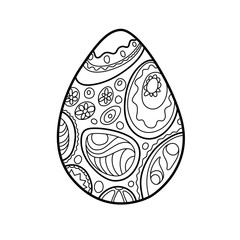 Easter egg coloring card template. Ornament egg outlined vector illustration on white background. Easter coloring page