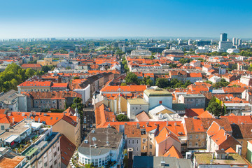 Fototapeta na wymiar Zagreb down town skyline and modern business towers panoramic view, Croatia capital