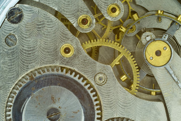 The interior of the clock mechanism