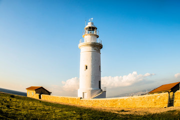 The huge white beacon in Cyprus in the museum under the open sky