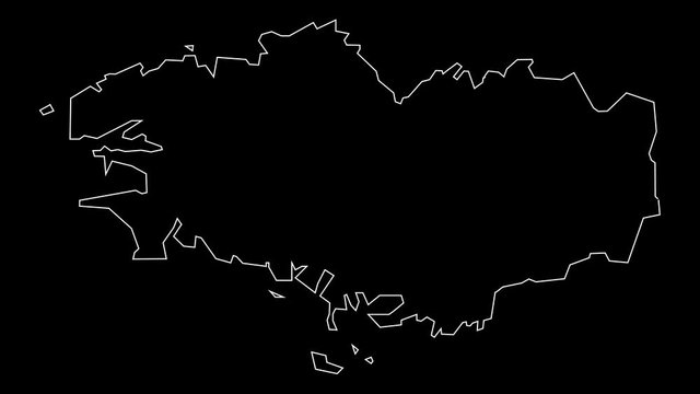 Bretagne France map outline animation