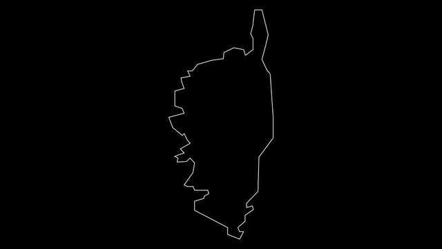Corse France map outline animation