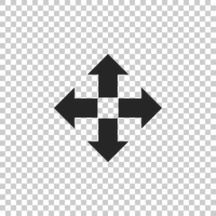 Arrows in four directions icon isolated on transparent background. Flat design. Vector Illustration