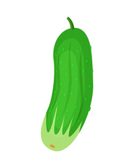 Cartoon green cucumber vector illustration isolated on white background.