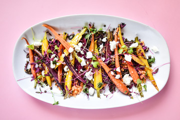  Salad with multi-colored carrot and chickpeas - obrazy, fototapety, plakaty