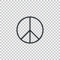 Peace sign icon isolated on transparent background. Hippie symbol of peace. Flat design. Vector Illustration