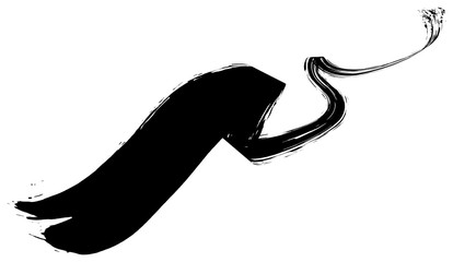 Abstract black paintbrush stripe smoothly bent ribbon geometrical shape