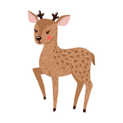 Cute hand drawn deer isolated on white.