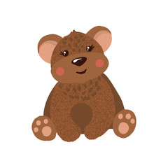 Cute hand drawn teddy bear isolated on white.