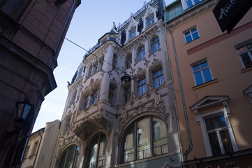 facade of an old building in Riga, Latvia