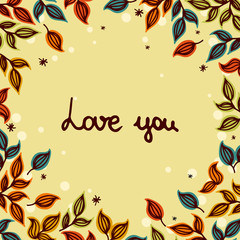 Autumn botanical cards for party or wedding day with branches and leaves. Vector illustration.