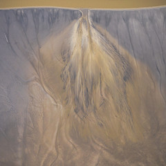 Aerial view of surrealistic industrial place. Human impact on the environment. View from above....