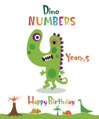 Number 4 in the form of a dinosaur © azzzya