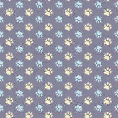Vector seamless pattern with traces of animals. Pet background. Veterinary backdrop. Can be used for print on clothes for boys and girls, wrapping paper for shop zoo, web or design of banners. EPS10.