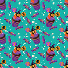 Halloween Sweets Seamless Pattern.