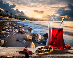 Turkish tea and sea
