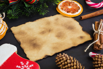 Christmas sweets, ginger cookies on wooden background. Christmas background