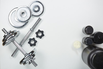 Sports nutrition and fitness equipment.