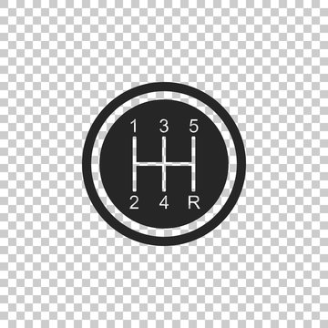 Gear shifter icon isolated on transparent background. Transmission icon. Flat design. Vector Illustration
