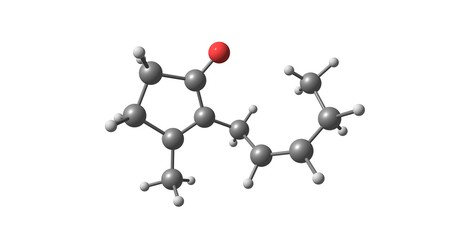 Jasmone molecular structure isolated on white