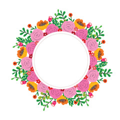 Sweet flora wreath  frame vector.