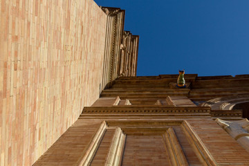 look up against the wall