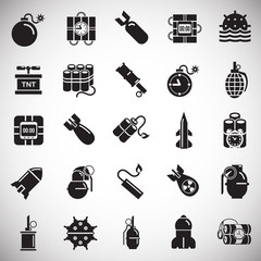 Bomb and weapon icons set on white background for graphic and web design, Modern simple vector sign. Internet concept. Trendy symbol for website design web button or mobile app