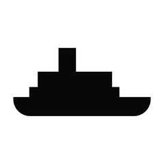 A black and white vector silhouette of a ship