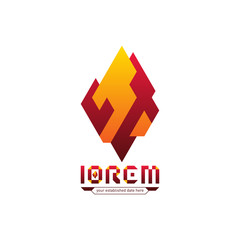 Orange and red geometric fire logo template. Creative and modern symbol for company identity, advertising, poster, leaflet, banner, web and flyer.