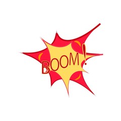 Boom lettering. Comic sound speech effect bubble isolated on white background illustration. Bang inscriptions. Humorous for cloud speech. Vector illustration