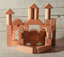 Children's wooden designer from blocks of a different form