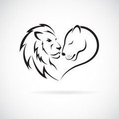 Male lion and female lion design on white background. Wild Animals. Lion logo or icon. Easy editable layered vector illustration.