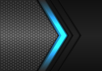 Abstract blue power arrow direction on black metallic with hexagon mesh design modern futuristic background vector illustration.