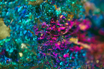 Beautiful texture of natural crystals. Mineral its blurred natural background. Colorful Beautiful background. Macro.